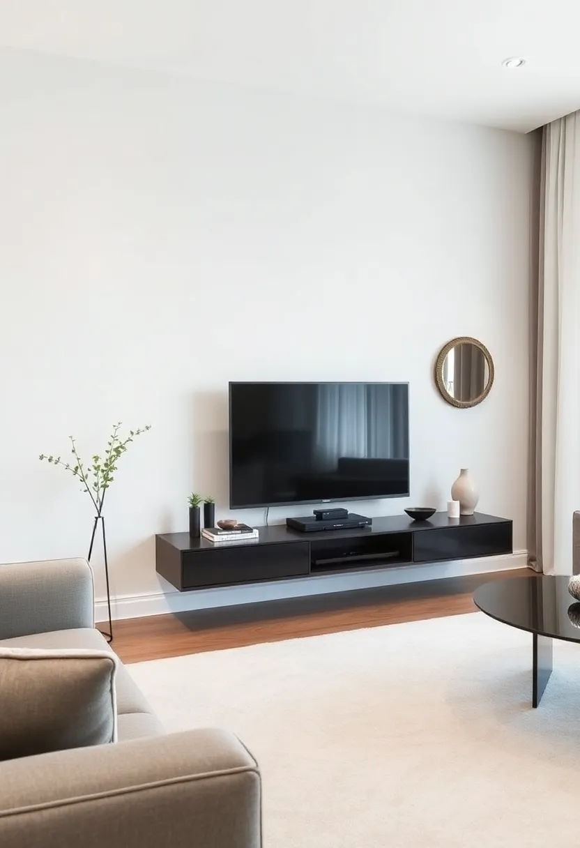 30+ Creative TV Stand Ideas for Living Room Design 104 30+ Creative TV Stand Ideas for Living Room Design - 16. Floating Console Table