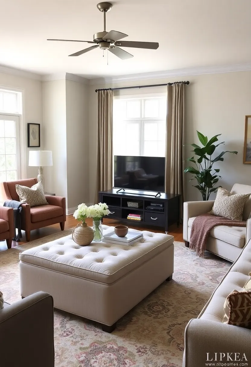 30+ Creative TV Stand Ideas for Living Room Design 123 30+ Creative TV Stand Ideas for Living Room Design - 19. Multi-Functional Ottoman