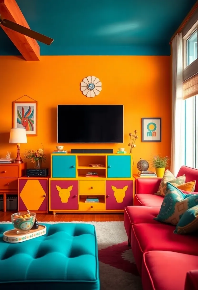 30+ Creative TV Stand Ideas for Living Room Design 163 30+ Creative TV Stand Ideas for Living Room Design - 25. Retro Style TV Stand