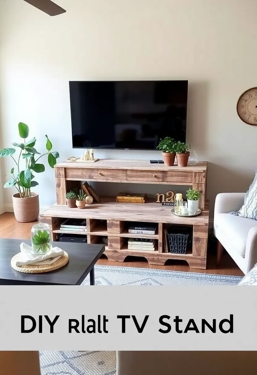 30+ Creative TV Stand Ideas for Living Room Design 29 30+ Creative TV Stand Ideas for Living Room Design - 5. Pallet TV Stand