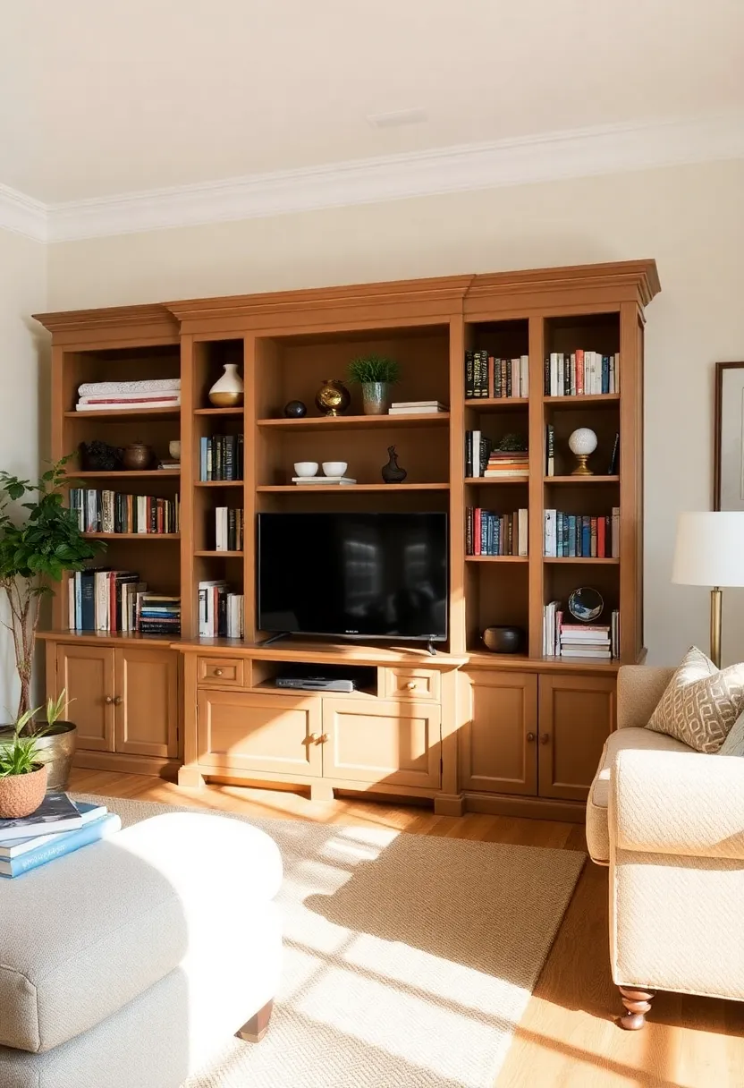 30+ Creative TV Stand Ideas for Living Room Design 34 30+ Creative TV Stand Ideas for Living Room Design - 6. Bookcase TV Stand