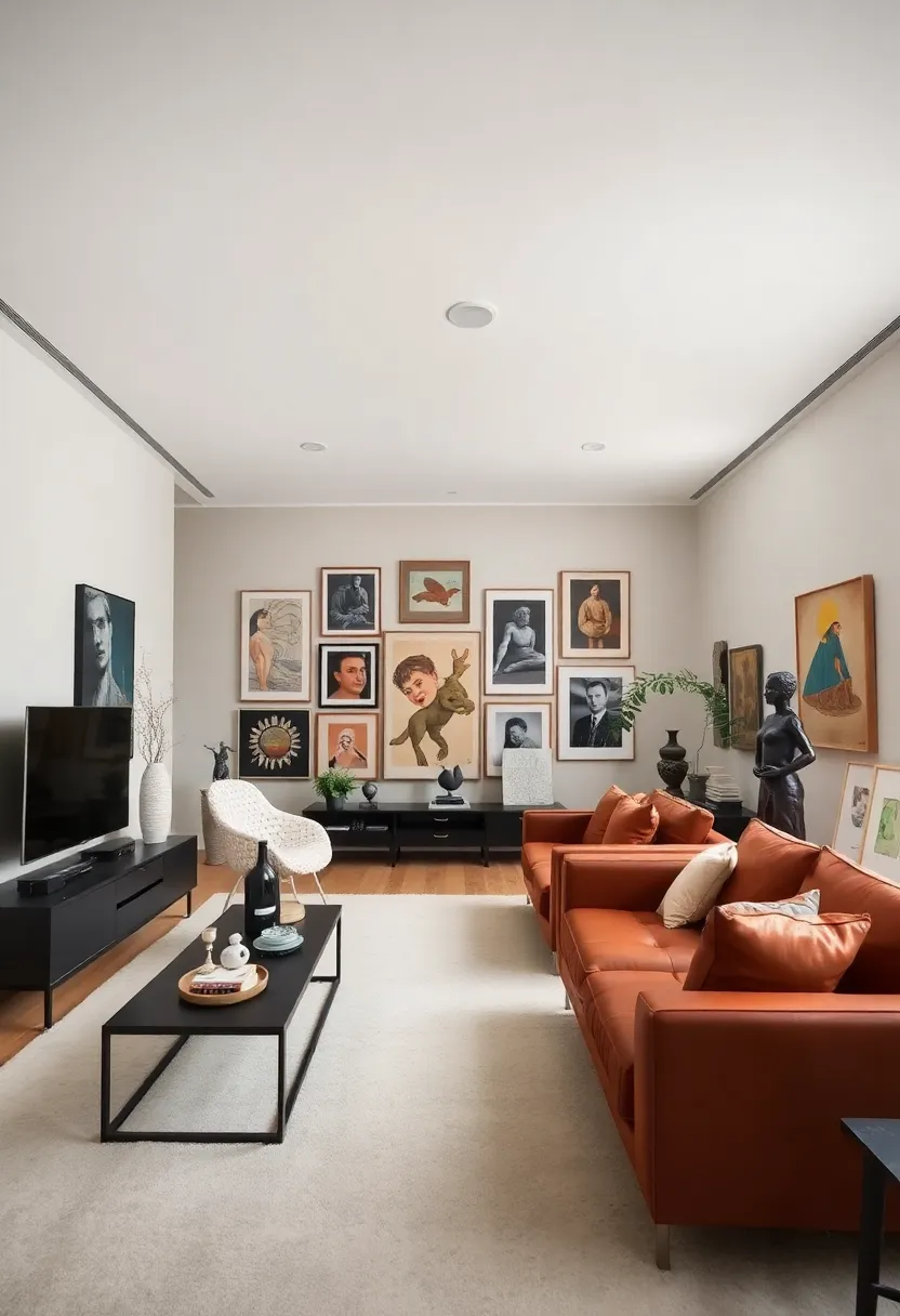 30+ Design Ideas for a Long Living Room That Flows Naturally 85 30+ Design Ideas for a Long Living Room That Flows Naturally - 13. Artistic Features