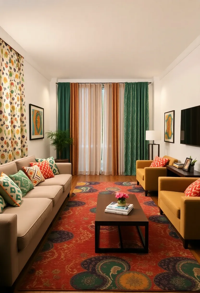 30+ Design Ideas for a Long Living Room That Flows Naturally 106 30+ Design Ideas for a Long Living Room That Flows Naturally - 16. Playful Patterns