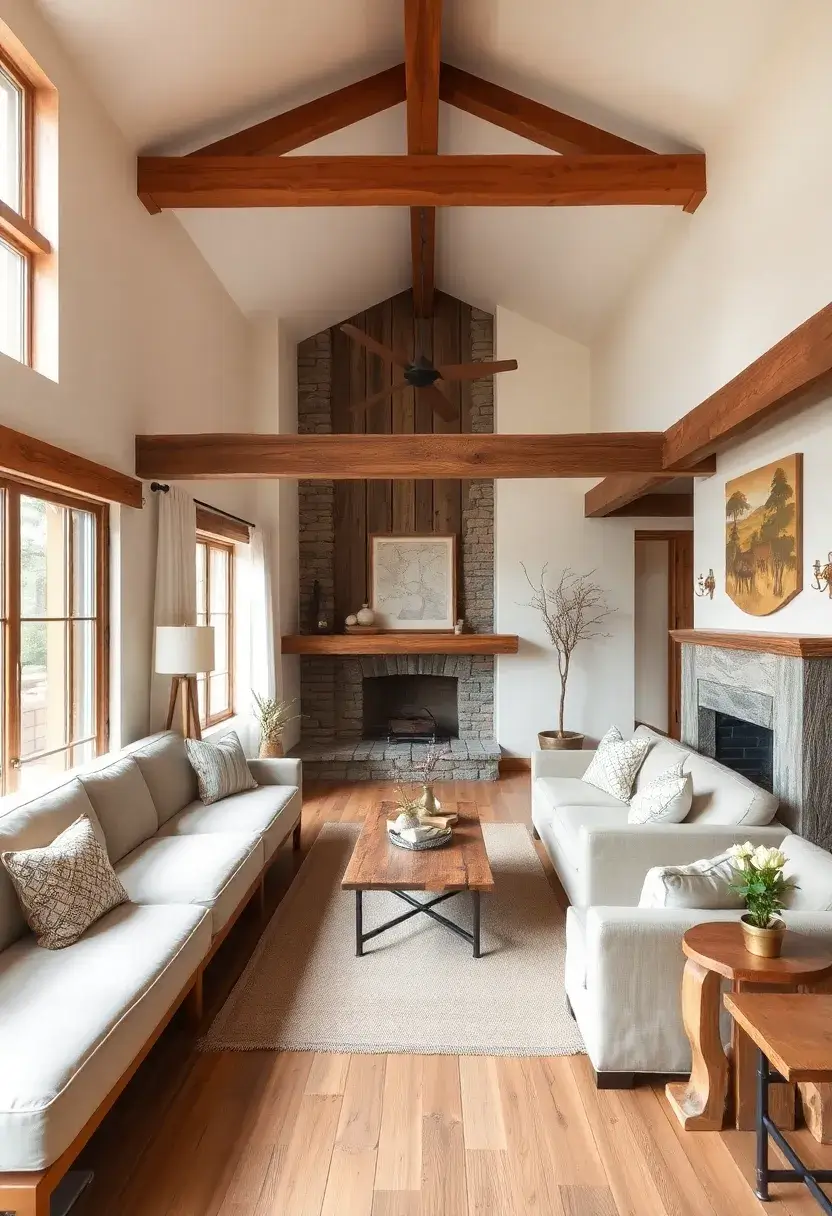 30+ Design Ideas for a Long Living Room That Flows Naturally 127 30+ Design Ideas for a Long Living Room That Flows Naturally - 19. Rustic Charm