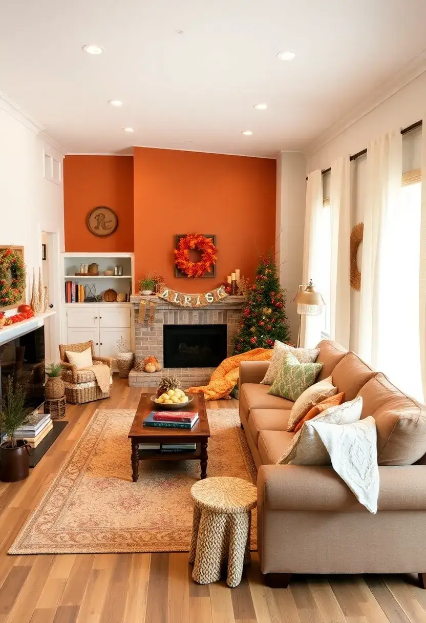 30+ Design Ideas for a Long Living Room That Flows Naturally 169 30+ Design Ideas for a Long Living Room That Flows Naturally - 25. Seasonal Decor