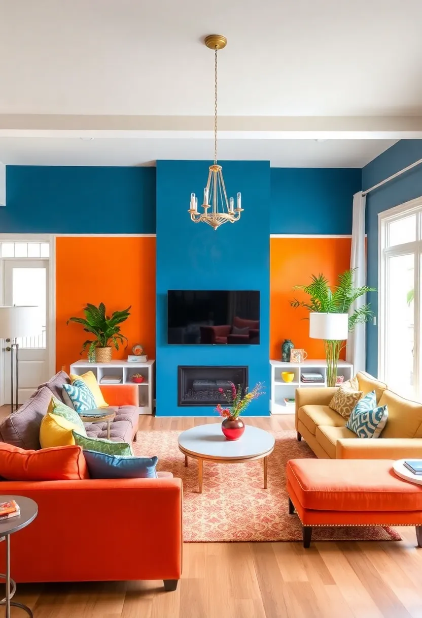 30+ Eclectic Living Room Ideas to Express Your Personality - 1. Color-Pop Accent Walls