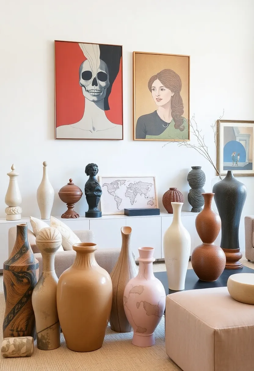 30+ Eclectic Living Room Ideas to Express Your Personality - 17. Sculptural Decor Pieces