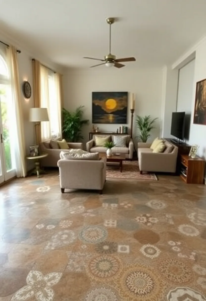 30+ Eclectic Living Room Ideas to Express Your Personality - 19. Interesting Flooring Options