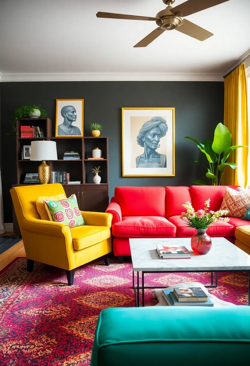 30+ Eclectic Living Room Ideas to Express Your Personality - 22. Bold Accent Pieces