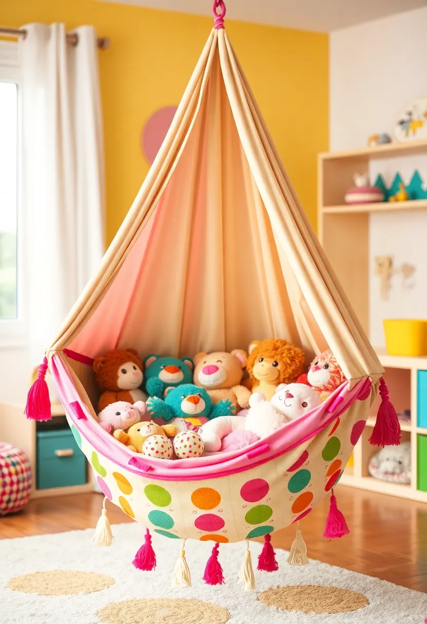 30+ Fabric Storage Ideas to Keep Your Home Organized and Chic - 11. Fabric Hammocks for Soft Storage