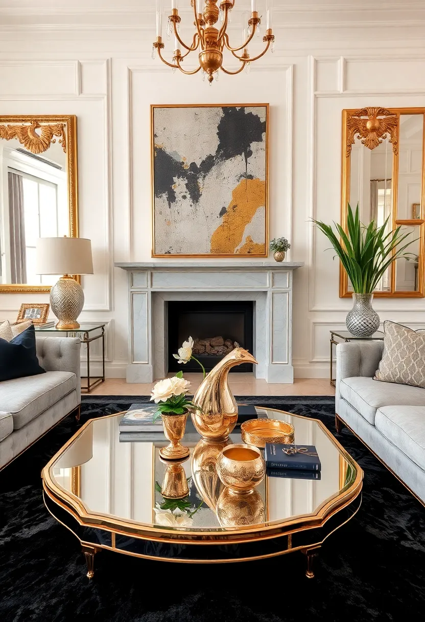 30+ Glamorous Art Deco Living Room Ideas for Timeless Elegance - 4. Glamorous Decor Accents
