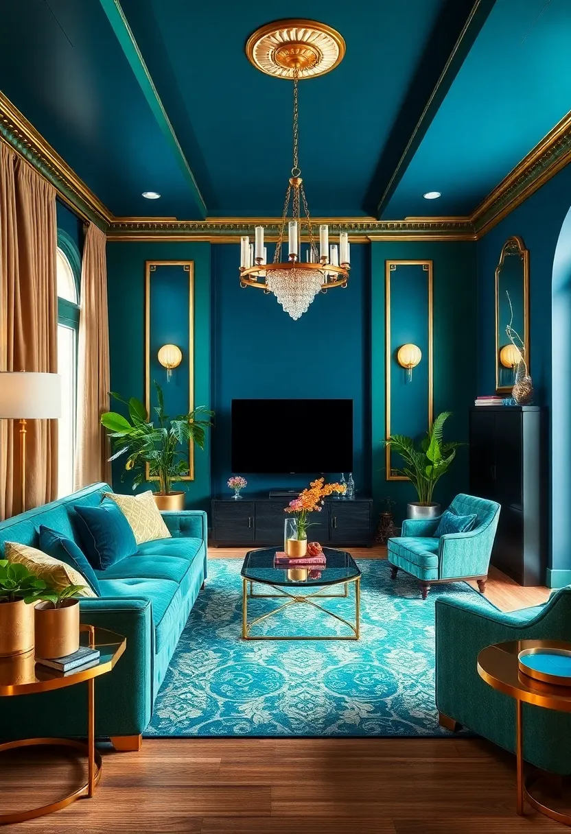 30+ Glamorous Art Deco Living Room Ideas for Timeless Elegance - 5. Bold Color Schemes