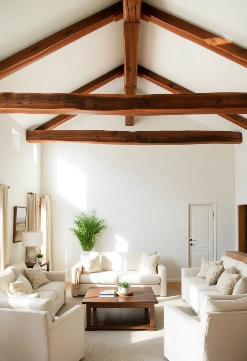 30+ Inspiring Living Room Ceiling Ideas for Every Design Style - 1. Eco-Friendly Reclaimed Wood Beams