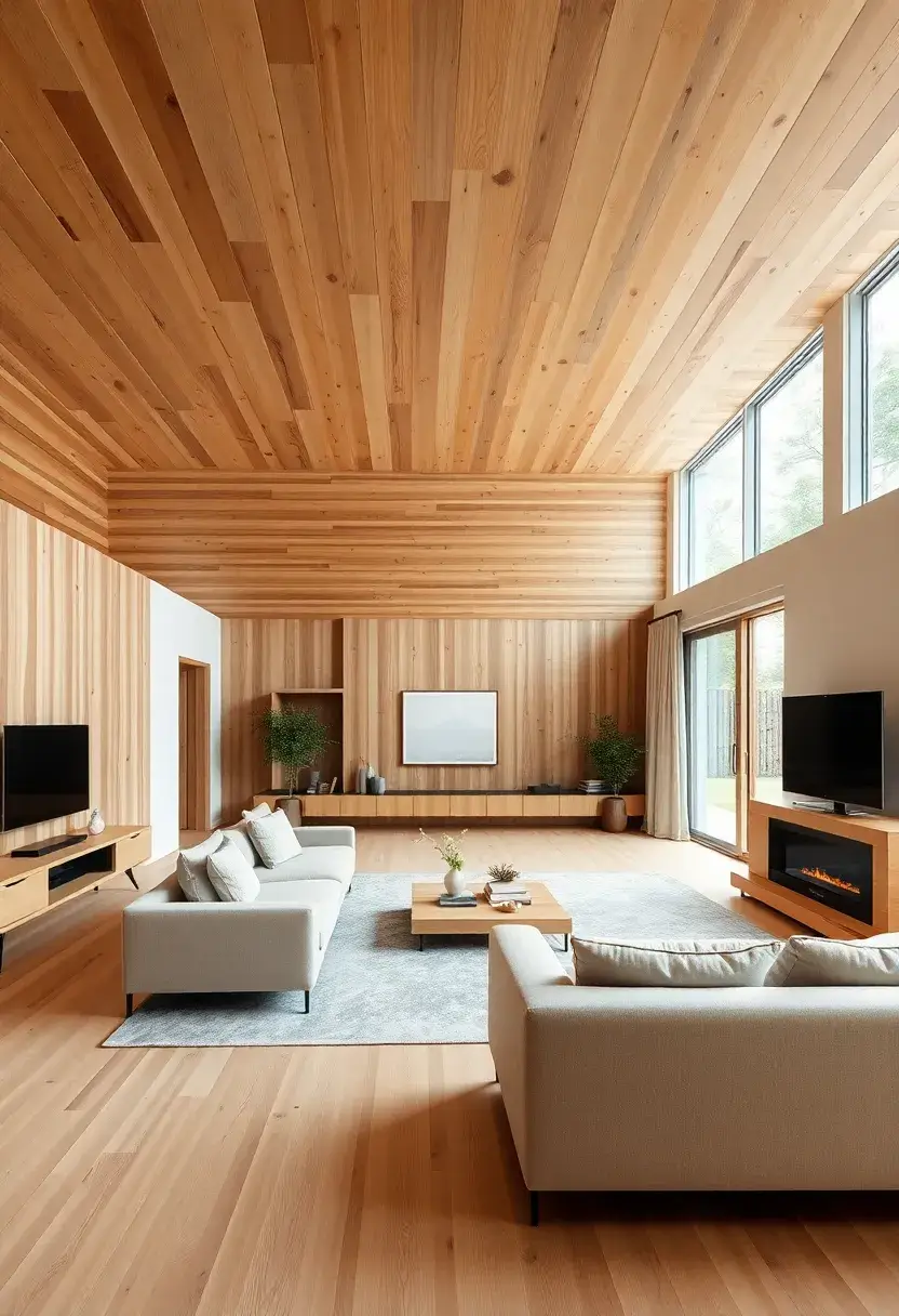 30+ Inspiring Living Room Ceiling Ideas for Every Design Style - 14. Cross-Laminated Timber