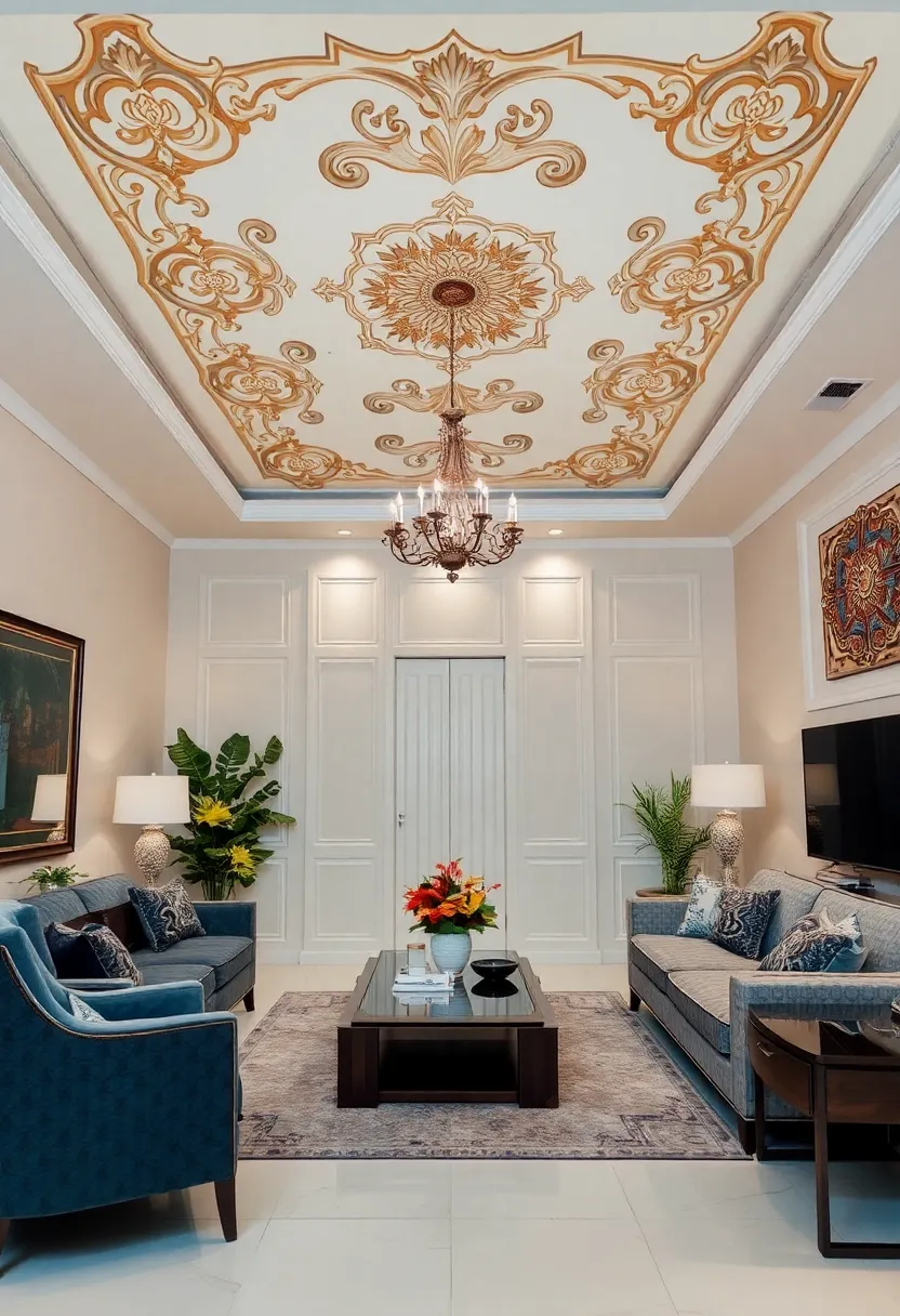 30+ Inspiring Living Room Ceiling Ideas for Every Design Style - 15. Decorative Ceiling Tiles