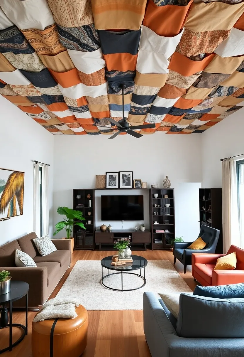 30+ Inspiring Living Room Ceiling Ideas for Every Design Style - 25. Recycled Materials