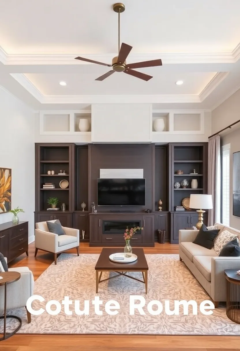 30+ Inspiring Living Room Ceiling Ideas for Every Design Style - 29. Custom Built-In Features