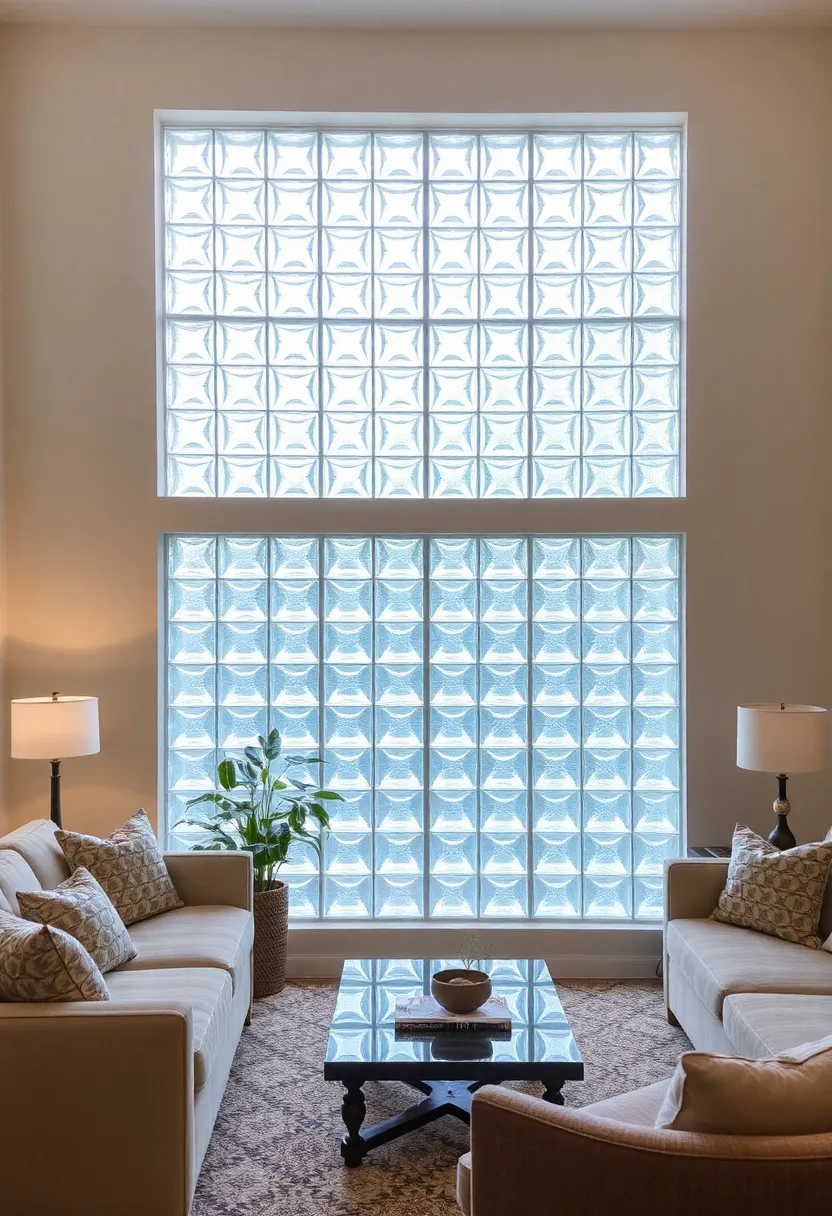 30+ Large Window Ideas for Living Room Light and View - 16. Glass Block Windows