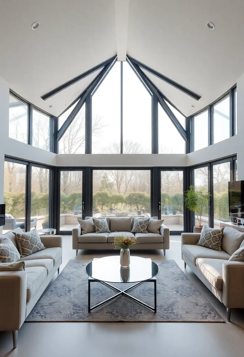 30+ Large Window Ideas for Living Room Light and View - 18. Large Pivot Windows