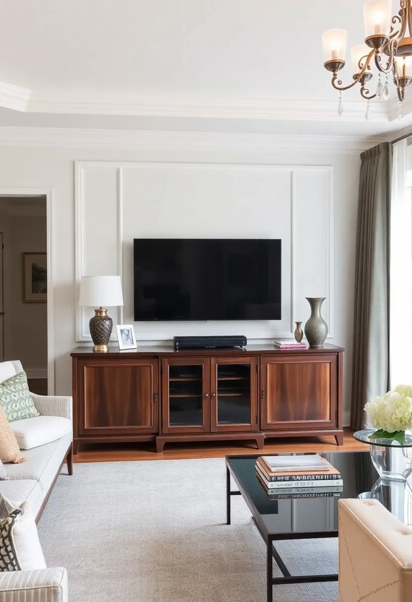 30+ Living Room Entertainment Center Ideas That Combine Style and Storage 109 30+ Living Room Entertainment Center Ideas That Combine Style and Storage - 21. Elegant Credenza