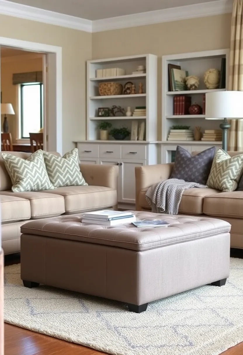 30+ Living Room Entertainment Center Ideas That Combine Style and Storage 39 30+ Living Room Entertainment Center Ideas That Combine Style and Storage - 7. Ottoman with Storage