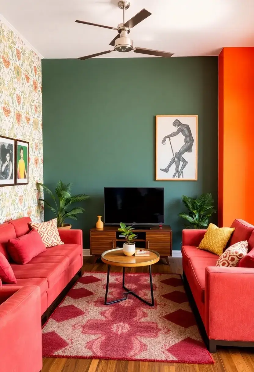 30+ Retro Living Room Ideas with a Nostalgic Twist - 21. Nostalgic Wall Treatments