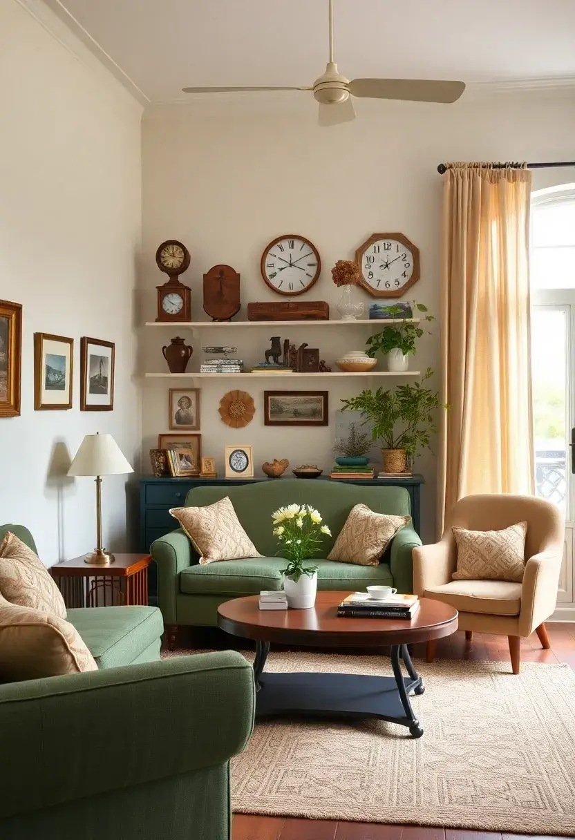 30+ Retro Living Room Ideas with a Nostalgic Twist - 27. Use Unique Vintage Finds