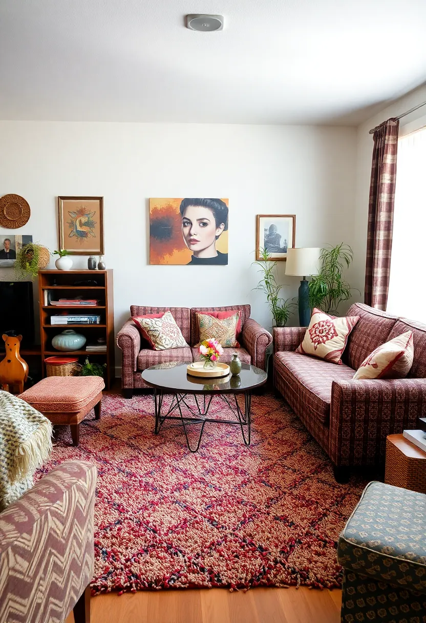 30+ Retro Living Room Ideas with a Nostalgic Twist - 3. Layer Textures for Depth