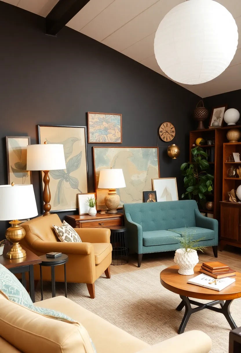 30+ Retro Living Room Ideas with a Nostalgic Twist - 4. Vintage Home Accessories Make a Statement