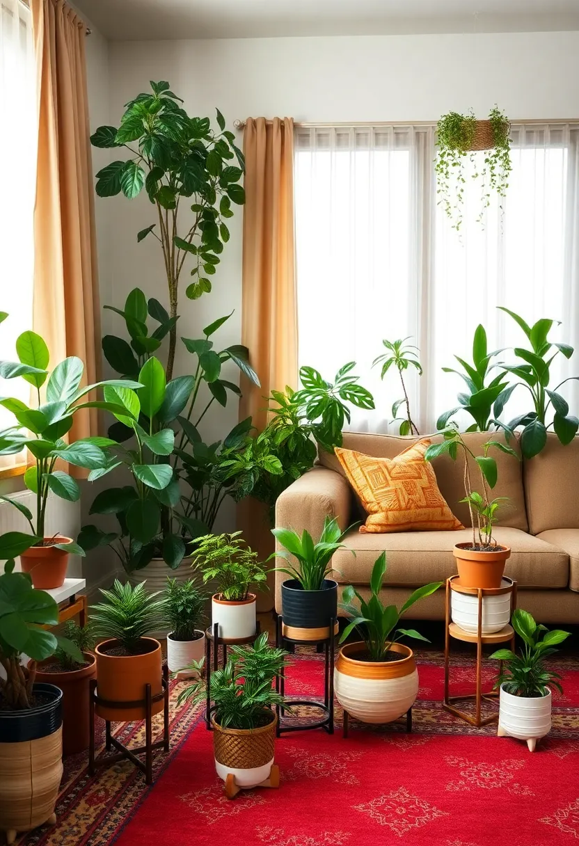 30+ Retro Living Room Ideas with a Nostalgic Twist - 9. Incorporate Plants for a Touch of Nature