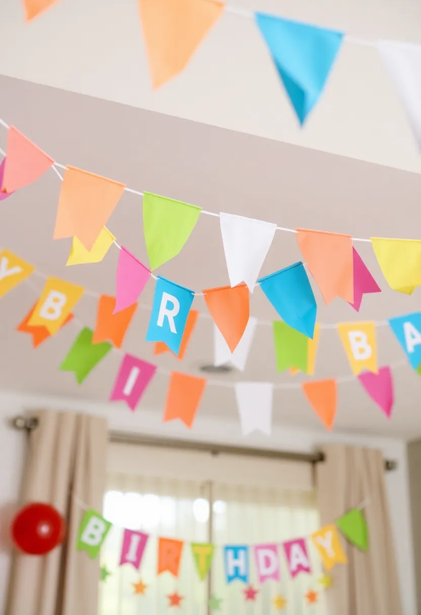 30+ Simple Birthday Decoration Ideas at Home for a Lovely Celebration 96 30+ Simple Birthday Decoration Ideas at Home for a Lovely Celebration - 16. Fabric Bunting Flags