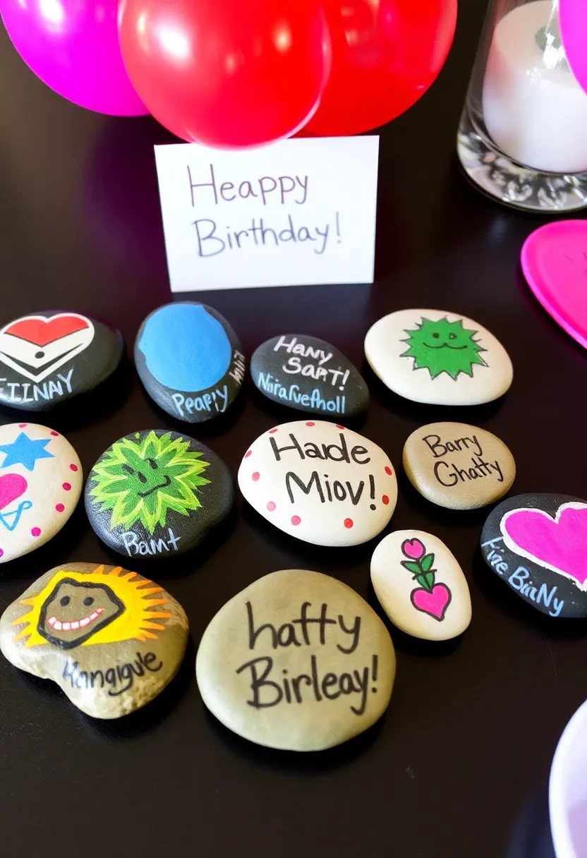 30+ Simple Birthday Decoration Ideas at Home for a Lovely Celebration 122 30+ Simple Birthday Decoration Ideas at Home for a Lovely Celebration - 20. Hand-Painted Rocks