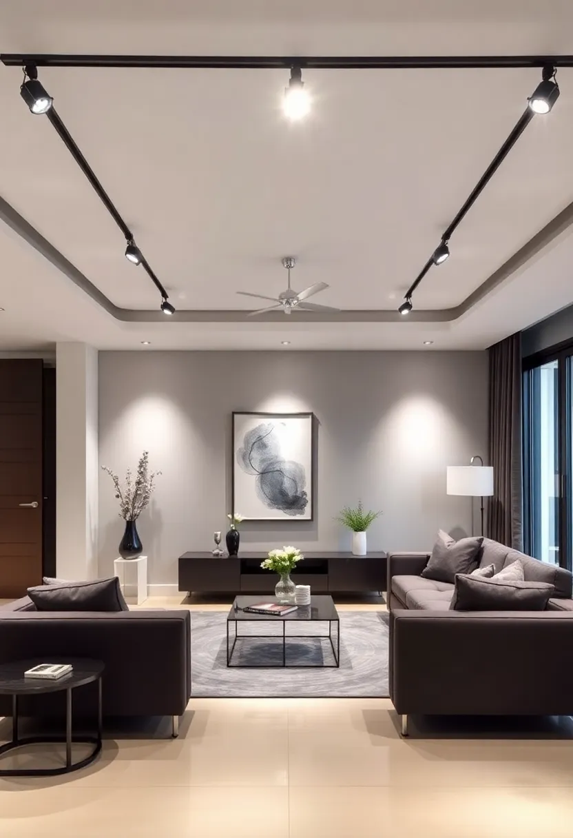 30+ Stunning Living Room Ceiling Lighting Ideas for Perfect Illumination 76 30+ Stunning Living Room Ceiling Lighting Ideas for Perfect Illumination - 12. Elegant Track Lighting