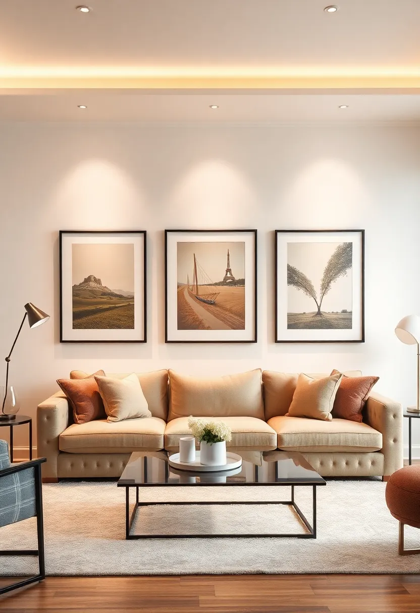 30+ Stunning Living Room Ceiling Lighting Ideas for Perfect Illumination 130 30+ Stunning Living Room Ceiling Lighting Ideas for Perfect Illumination - 20. Wall Art Lighting