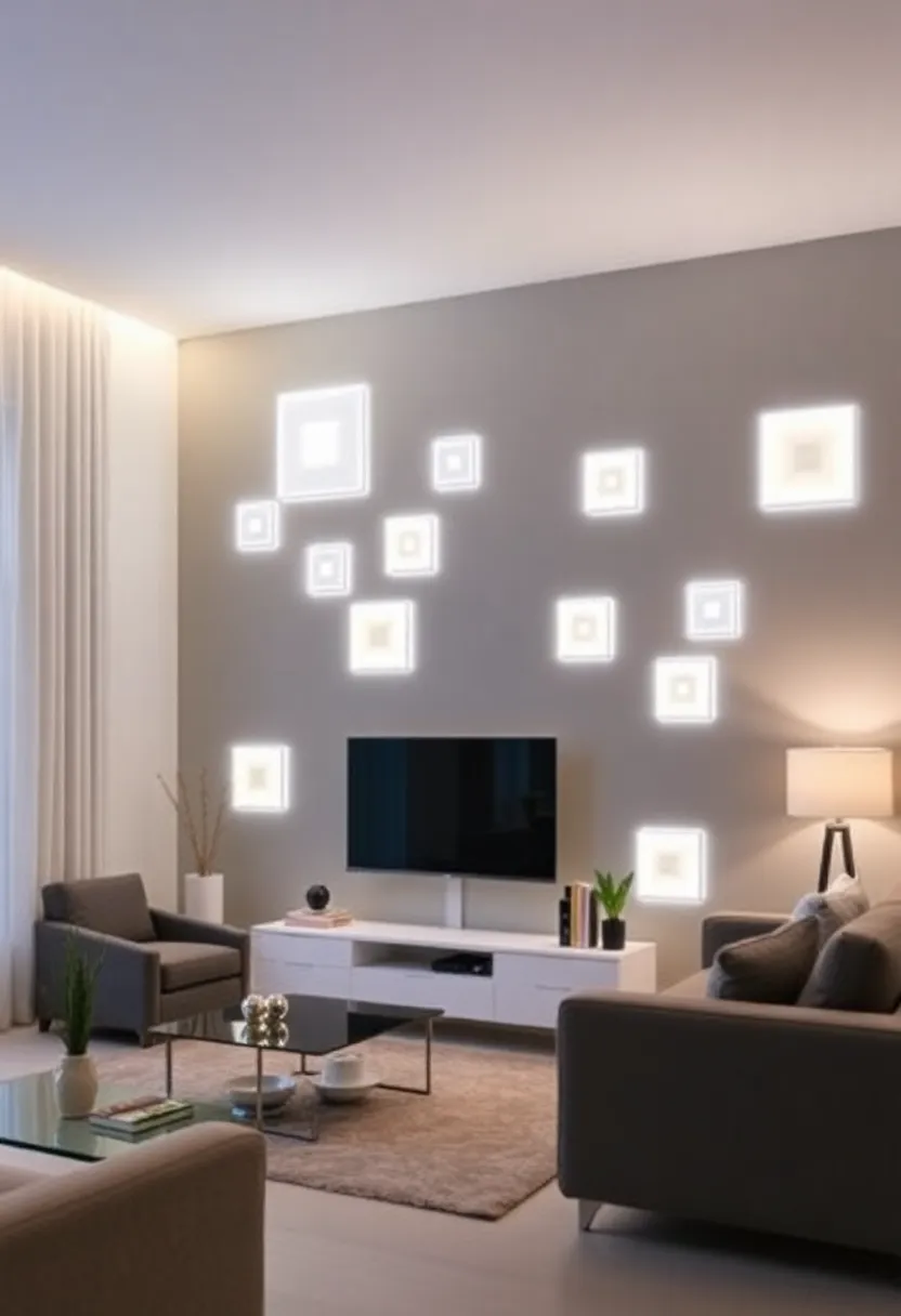 30+ Stunning Living Room Ceiling Lighting Ideas for Perfect Illumination 175 30+ Stunning Living Room Ceiling Lighting Ideas for Perfect Illumination - 27. Decorative LED Panels