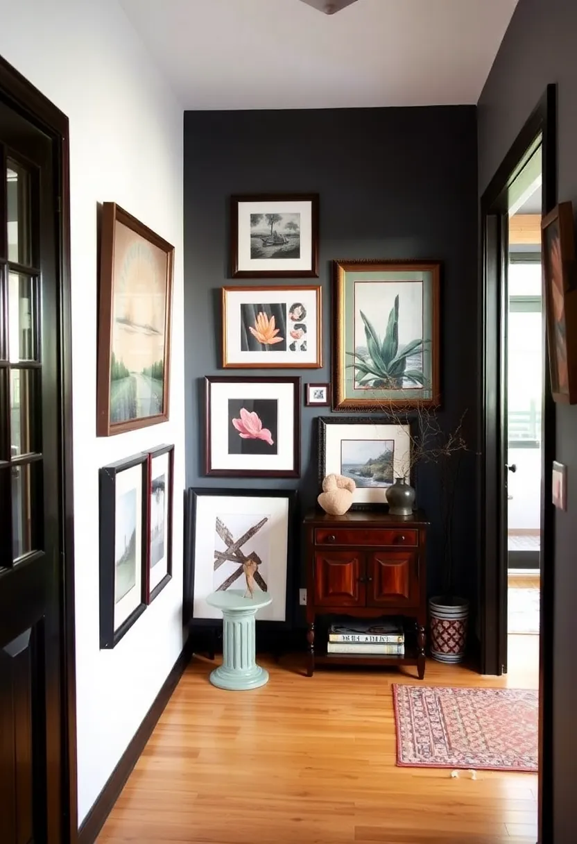 30+ Welcoming Living Room Entryway Ideas That Impress 125 30+ Welcoming Living Room Entryway Ideas That Impress - 19. Creative Art Displays