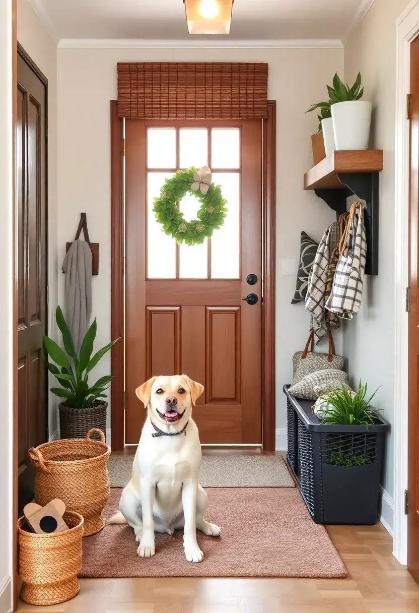 30+ Welcoming Living Room Entryway Ideas That Impress 172 30+ Welcoming Living Room Entryway Ideas That Impress - 26. Pet-Friendly Decor