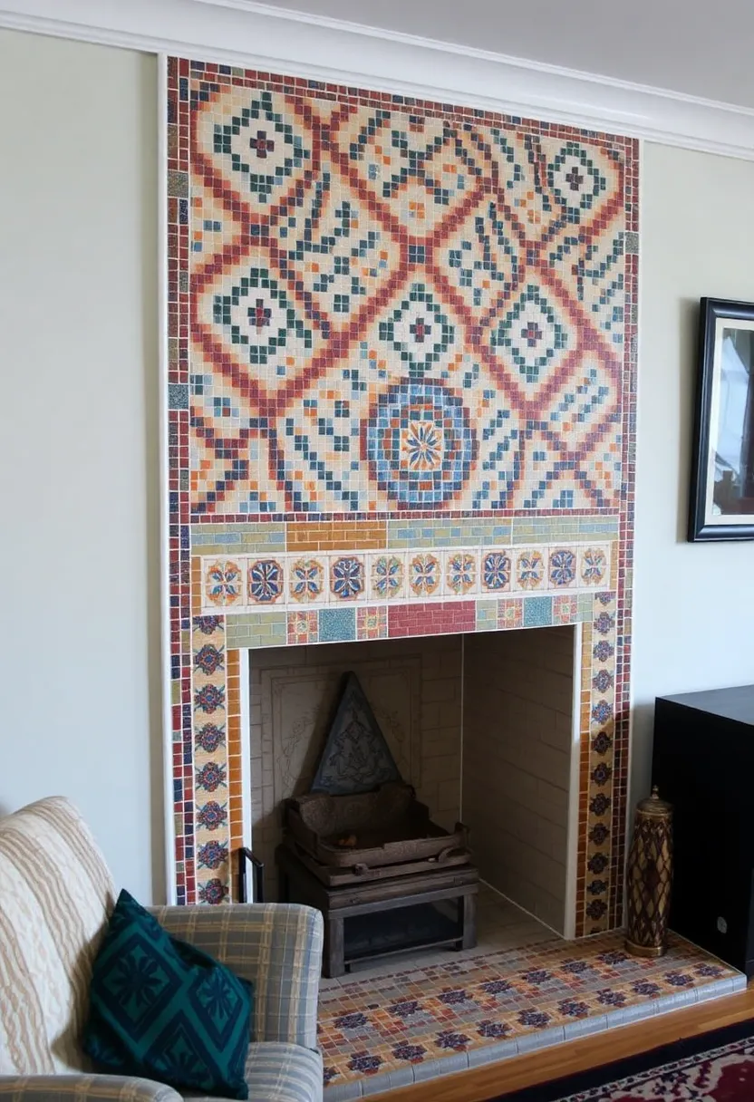 25+ Creative Ideas for Chimney Breast Living Room Design 5 25+ Creative Ideas for Chimney Breast Living Room Design - 5. Artistic Tile Surround