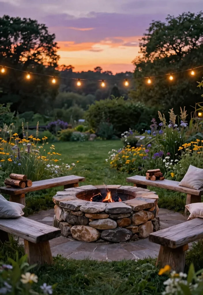 10 Backyard Fire Pit Ideas for Cozy Evenings Outdoors - 1. Rustic Stone Fire Pit 1