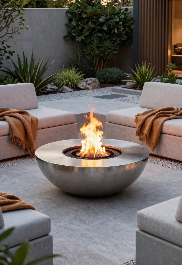 10 Backyard Fire Pit Ideas for Cozy Evenings Outdoors - 2. Eco-Friendly Steel Bowl Fire Pit 1