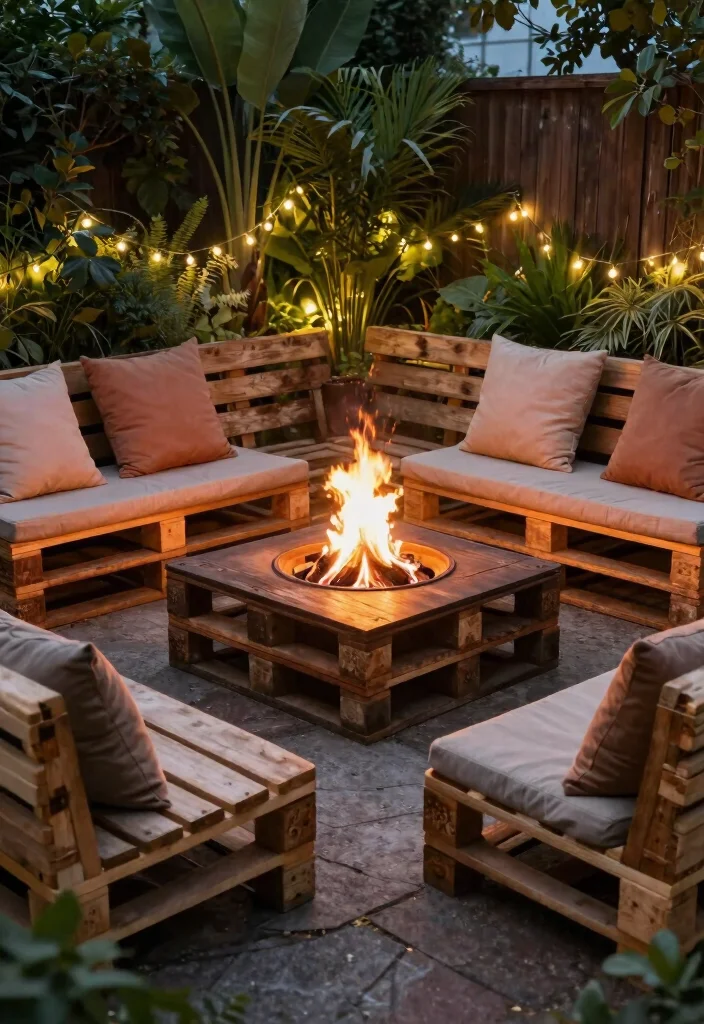 10 Backyard Fire Pit Ideas for Cozy Evenings Outdoors - 3. Upcycled Pallet Seating 1