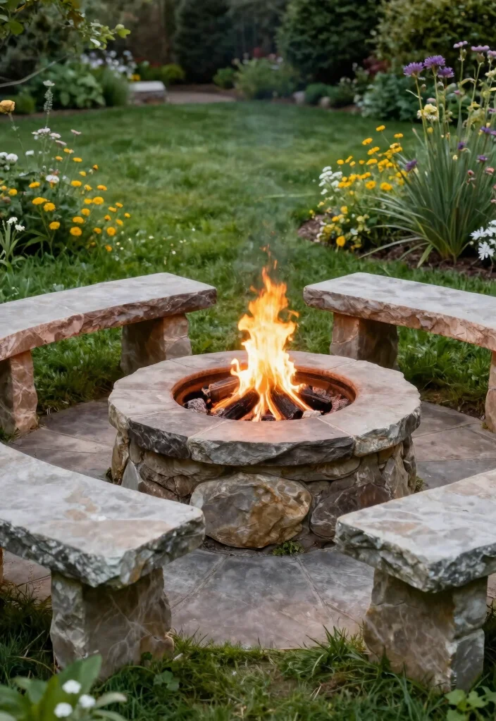 10 Backyard Fire Pit Ideas for Cozy Evenings Outdoors - 5. Natural Stone Benches 1