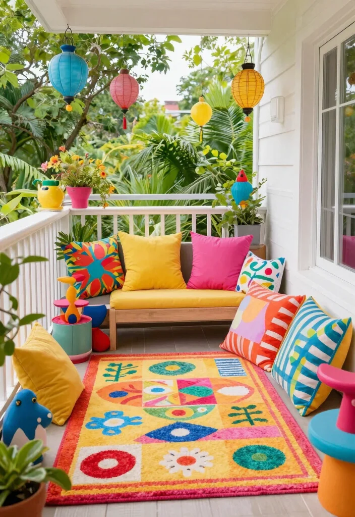 10 Bedroom Balcony Ideas for Relaxed Indoor Outdoor Living - 7. Bright and Colorful Palette 1