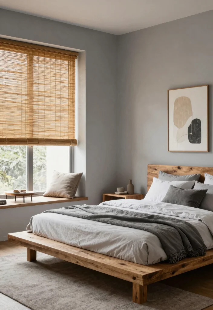 10 Bedroom Curtains Ideas for Soft Balanced Light 23 10 Bedroom Curtains Ideas for Soft Balanced Light - 3. Bamboo Blinds 1