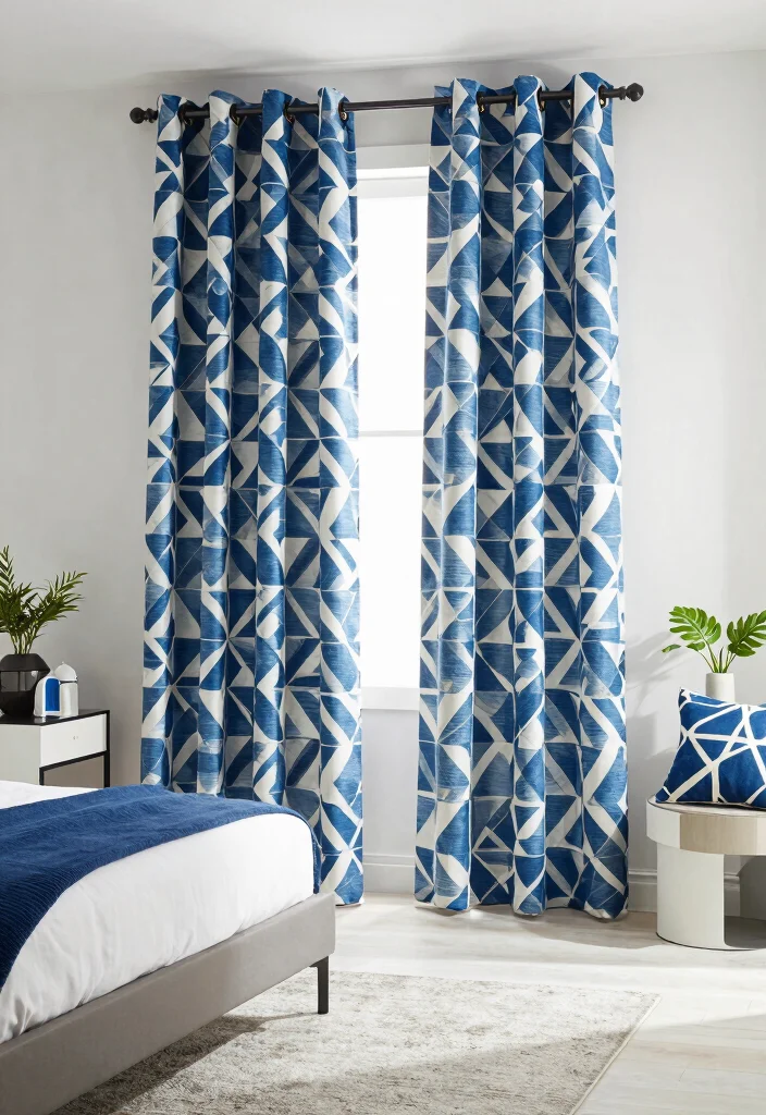 10 Bedroom Curtains Ideas for Soft Balanced Light 45 10 Bedroom Curtains Ideas for Soft Balanced Light - 5. Geometric Patterns 1