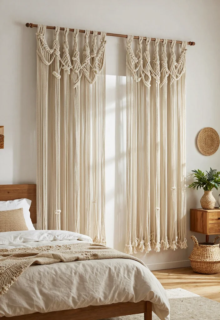 10 Bedroom Curtains Ideas for Soft Balanced Light 56 10 Bedroom Curtains Ideas for Soft Balanced Light - 6. Macrame Elegance 1