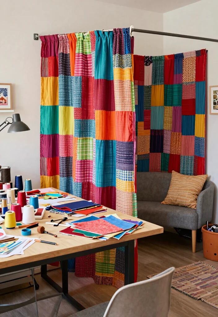 10 Curtain Room Divider Ideas for Simple Flexible Spaces - 10. Creative DIY Projects 1