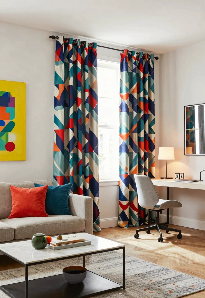 10 Curtain Room Divider Ideas for Simple Flexible Spaces - 2. Bold Patterns 1