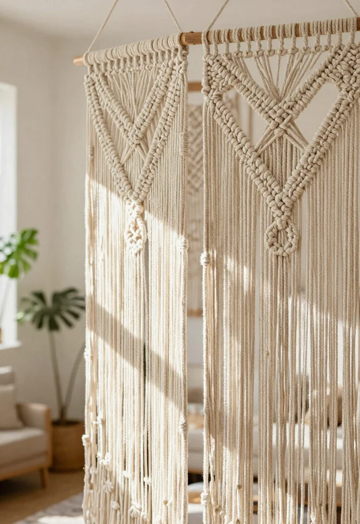10 DIY Room Divider Ideas for Easy Stylish Home Separation 1 10 DIY Room Divider Ideas for Easy Stylish Home Separation - 1. Macramé Magic 1