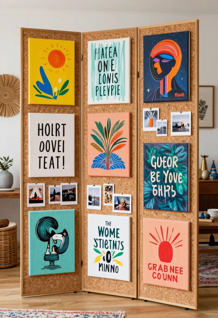 10 DIY Room Divider Ideas for Easy Stylish Home Separation 100 10 DIY Room Divider Ideas for Easy Stylish Home Separation - 10. Interactive Art Wall 1